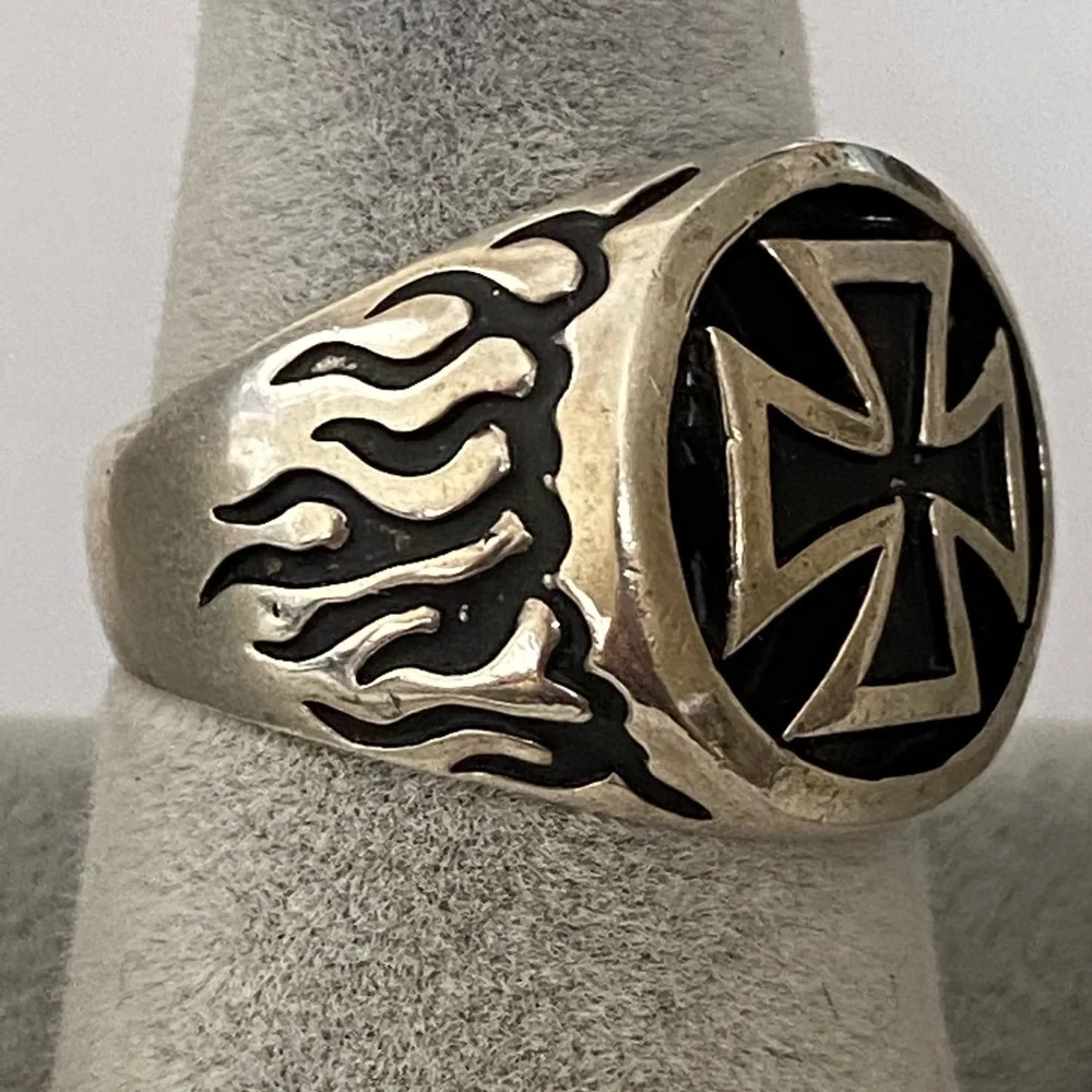 925 Silver ring iron cross sterling